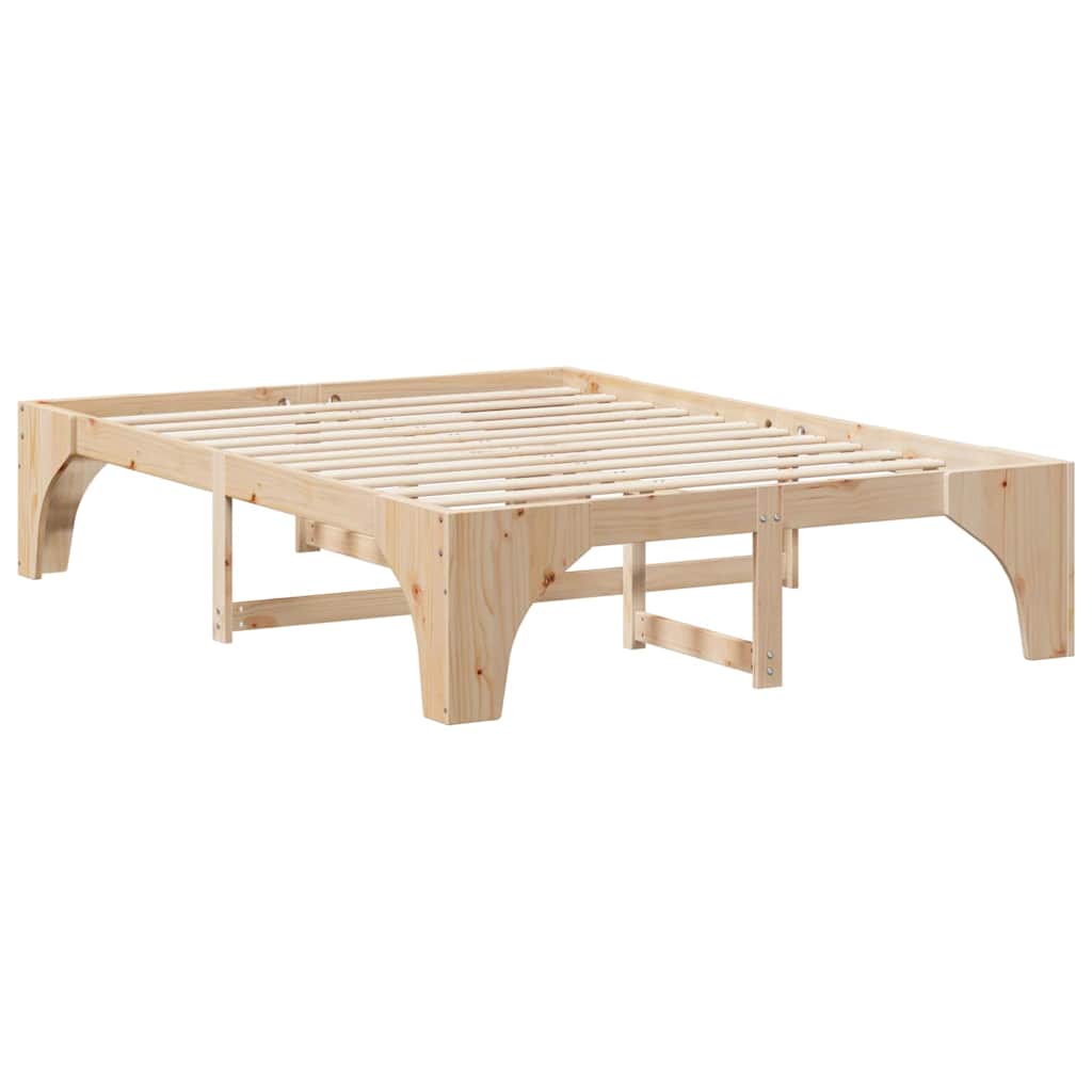 Bodenbettgestell Braun 150 x 200 cm Massivholz Kiefer