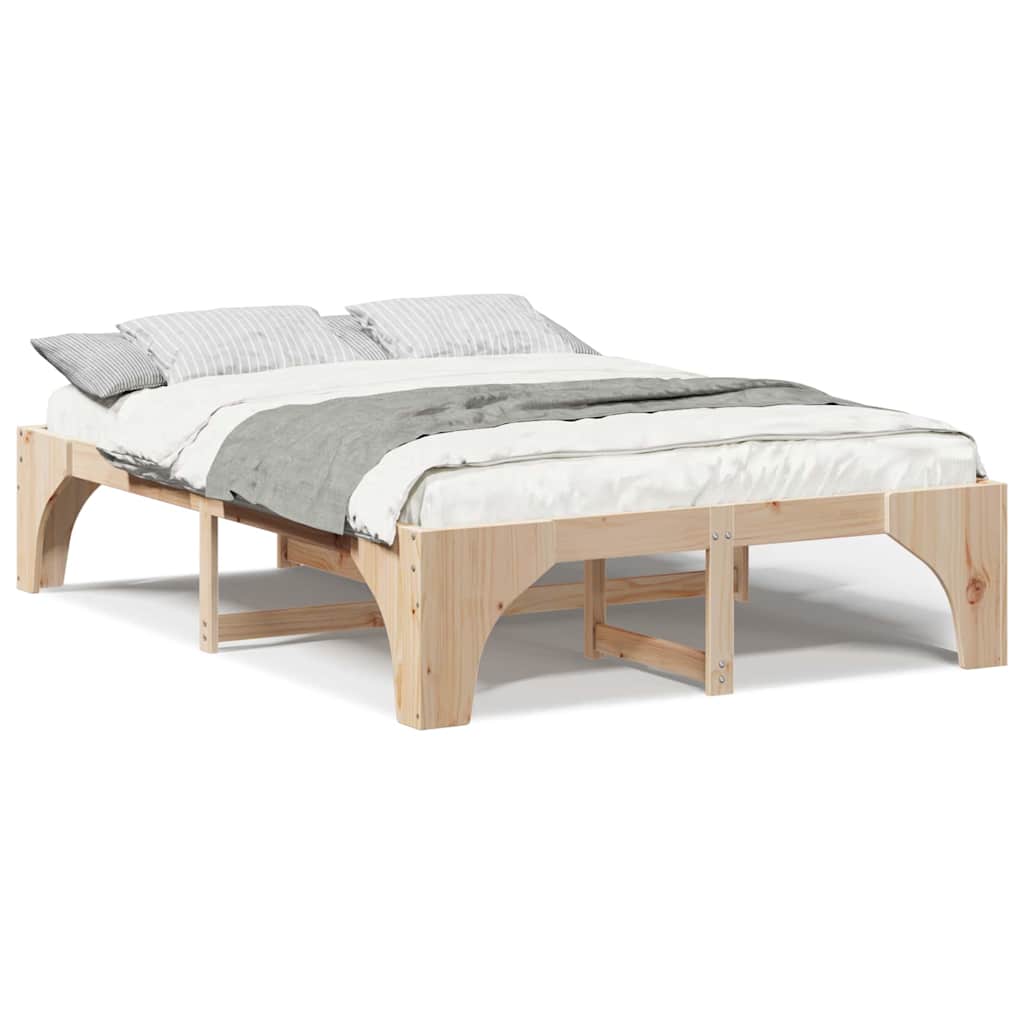 Bodenbettgestell Braun 150 x 200 cm Massivholz Kiefer