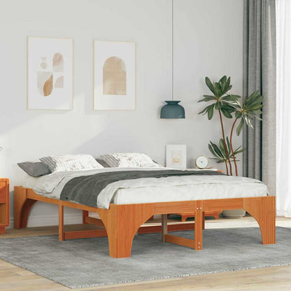 Bodenbettgestell Braun 150 x 200 cm Massivholz Kiefer