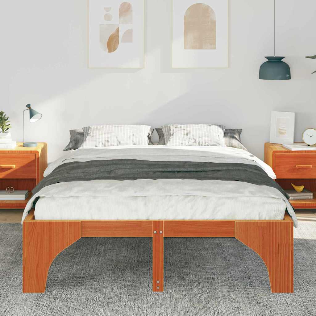 Bodenbettgestell Braun 150 x 200 cm Massivholz Kiefer