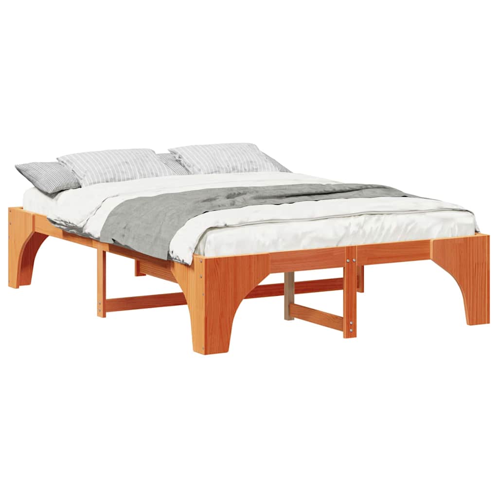 Bodenbettgestell Braun 150 x 200 cm Massivholz Kiefer
