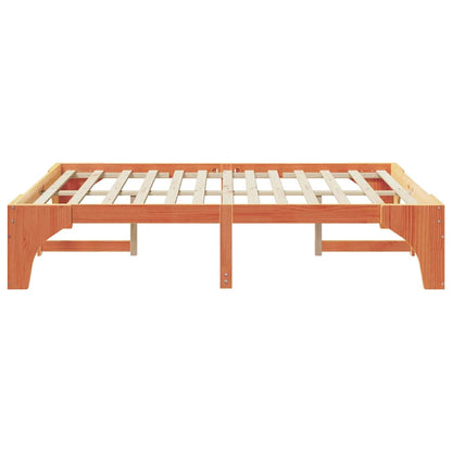 Bodenbettgestell Braun 150 x 200 cm Massivholz Kiefer