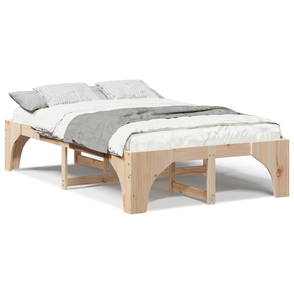 Bodenbettgestell Braun 140 x 190 cm Massivholz Kiefer