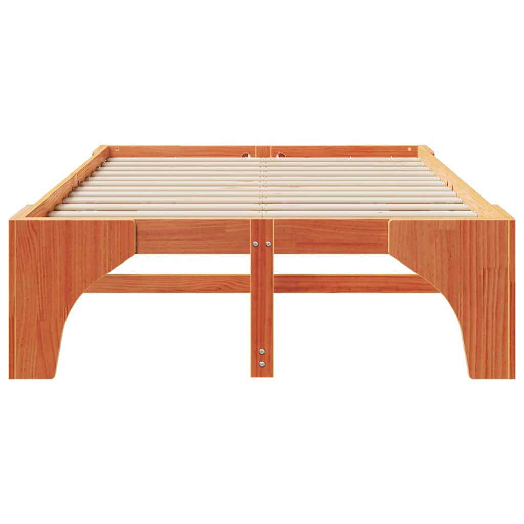 Bodenbettgestell mit Speicher Braun 135 x 190 cm Kiefernholz