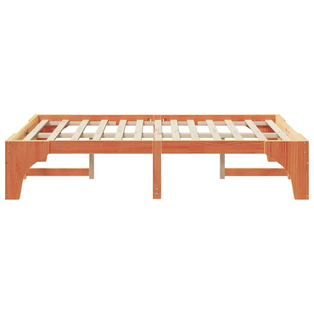 Bodenbettgestell mit Speicher Braun 135 x 190 cm Kiefernholz