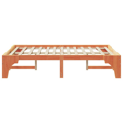 Bodenbettgestell mit Speicher Braun 135 x 190 cm Kiefernholz