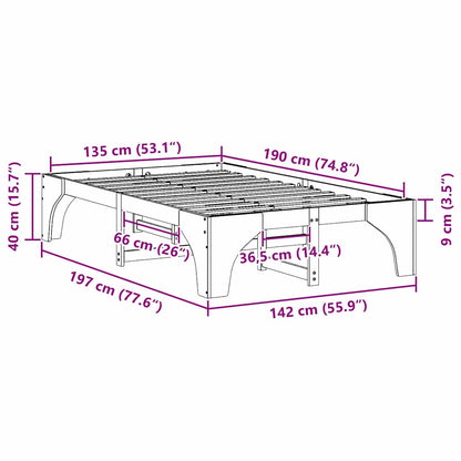 Bodenbettgestell mit Speicher Braun 135 x 190 cm Kiefernholz