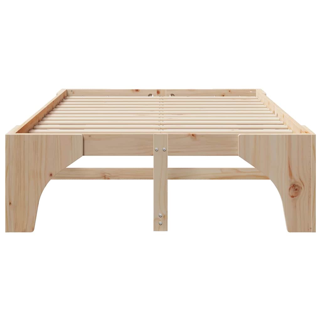 Bodenbettgestell mit Speicher Braun 120 x 190 cm Kiefernholz