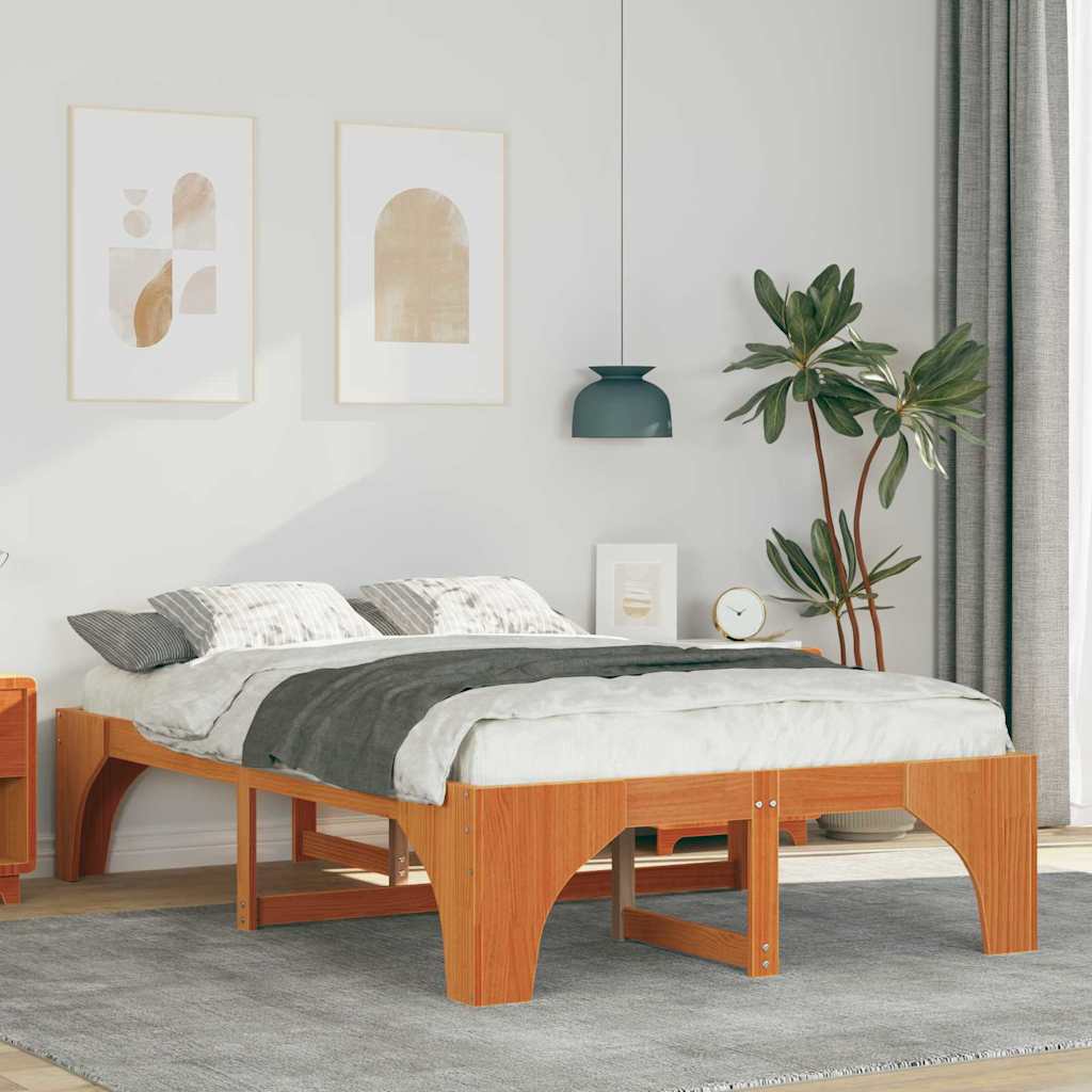 Bodenbettgestell Braun 120 x 190 cm Massivholz Kiefer