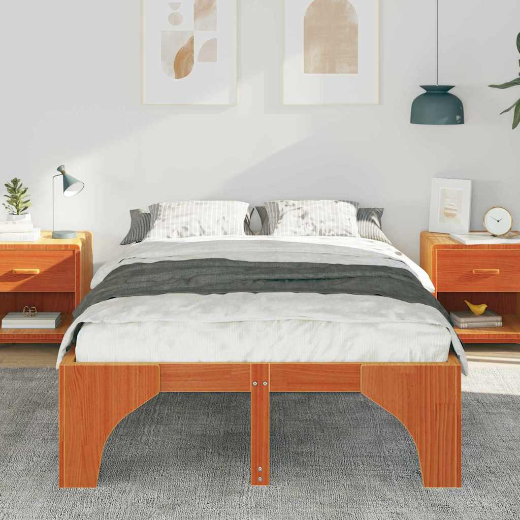 Bodenbettgestell Braun 120 x 190 cm Massivholz Kiefer