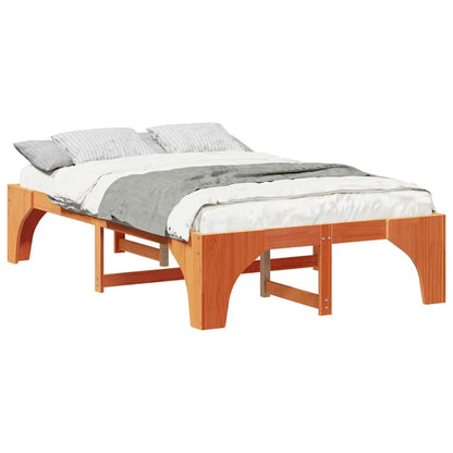 Bodenbettgestell Braun 120 x 190 cm Massivholz Kiefer