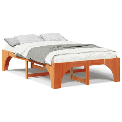 Bodenbettgestell Braun 120 x 190 cm Massivholz Kiefer