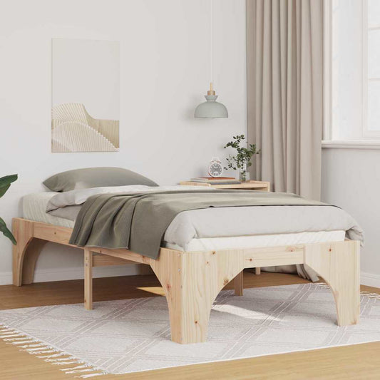 Bodenbettgestell Braun 75 x 190 cm Massivholz Kiefer