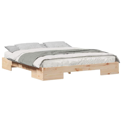 Bodenbettgestell Braun 200 x 200 cm Massivholz Kiefer