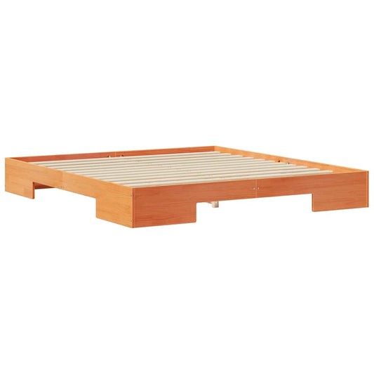 Bodenbettgestell Braun 200 x 200 cm Massivholz Kiefer