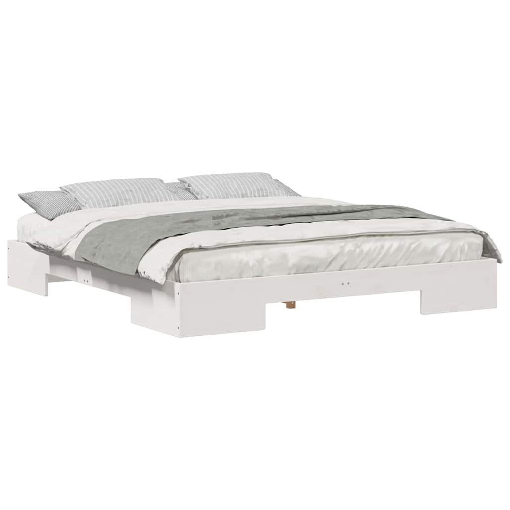 Bodenbettgestell Weiß 180 x 200 cm Massivholz Kiefer