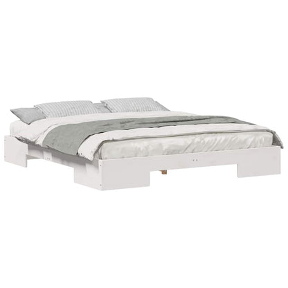 Bodenbettgestell Weiß 180 x 200 cm Massivholz Kiefer