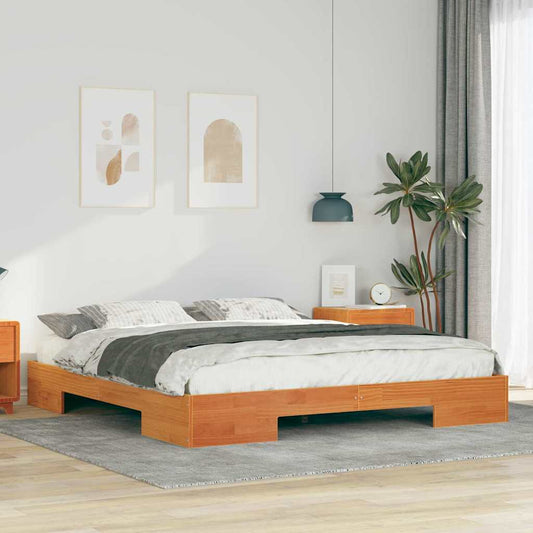 Bodenbettgestell Braun 180 x 200 cm Massivholz Kiefer