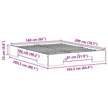 Bodenbettgestell Braun 160 x 200 cm Massivholz Kiefer