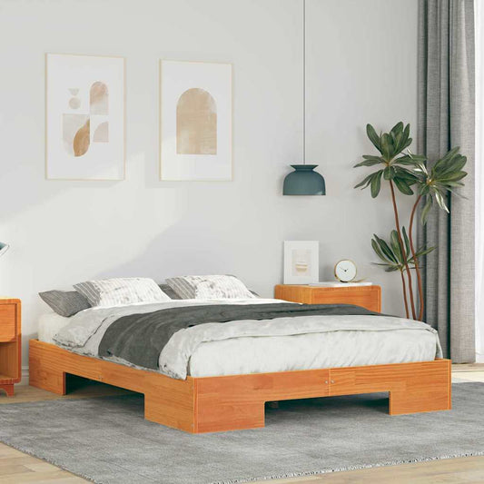 Bodenbettgestell Braun 120 x 200 cm Massivholz Kiefer