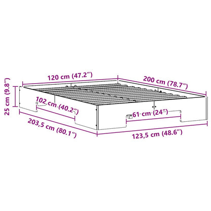 Bodenbettgestell Braun 120 x 200 cm Massivholz Kiefer