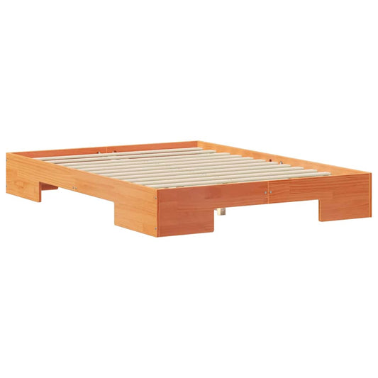 Bodenbettgestell Braun 120 x 190 cm Massivholz Kiefer