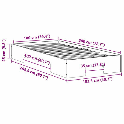 Bodenbettgestell Weiß 100 x 200 cm Massivholz Kiefer