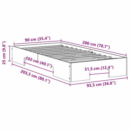 Bodenbettgestell Weiß 90 x 200 cm Massivholz Kiefer