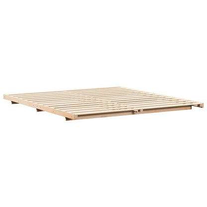 Bodenbettgestell Braun 200 x 200 cm Massivholz Kiefer