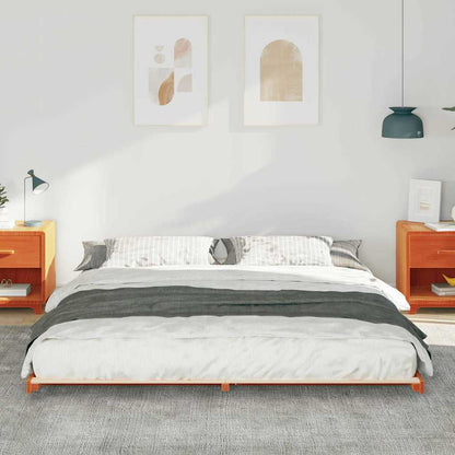 Bodenbettgestell Wachsbraun 200 x 200 cm Massivholz Kiefer