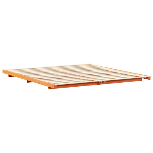 Bodenbettgestell Wachsbraun 200 x 200 cm Massivholz Kiefer