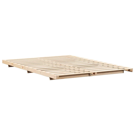 Bodenbettgestell Braun 150 x 200 cm Massivholz Kiefer