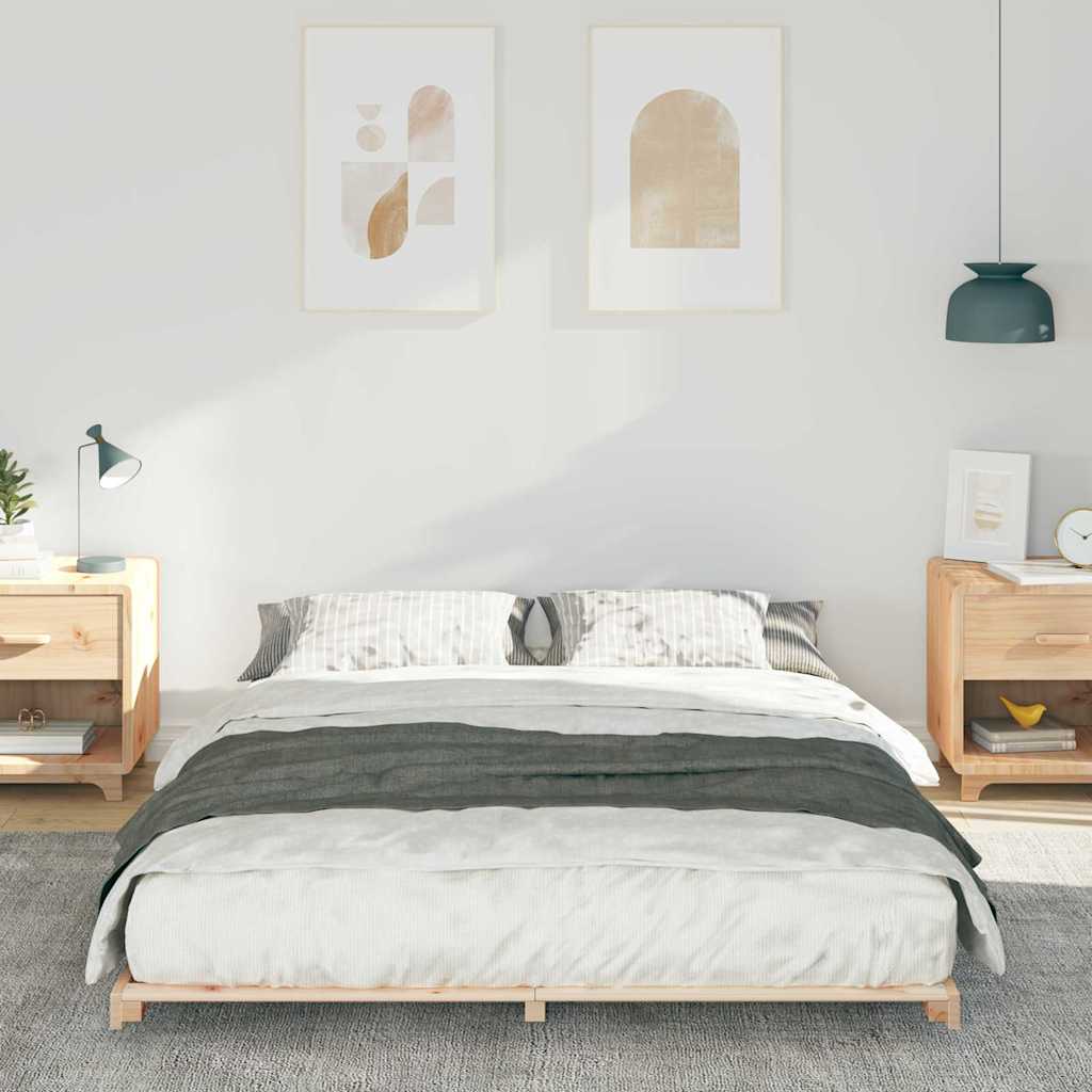 Bodenbettgestell Braun 140 x 200 cm Massivholz Kiefer