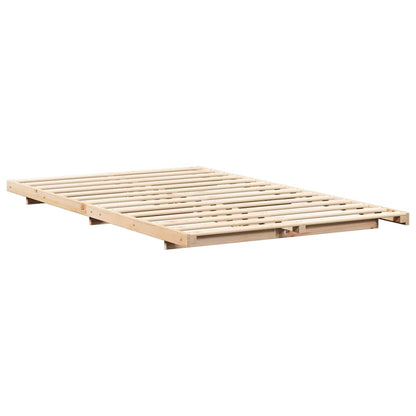 Bodenbettgestell Braun 120 x 200 cm Massivholz Kiefer