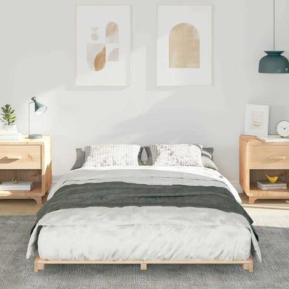 Bodenbettgestell Braun 140 x 190 cm Massivholz Kiefer