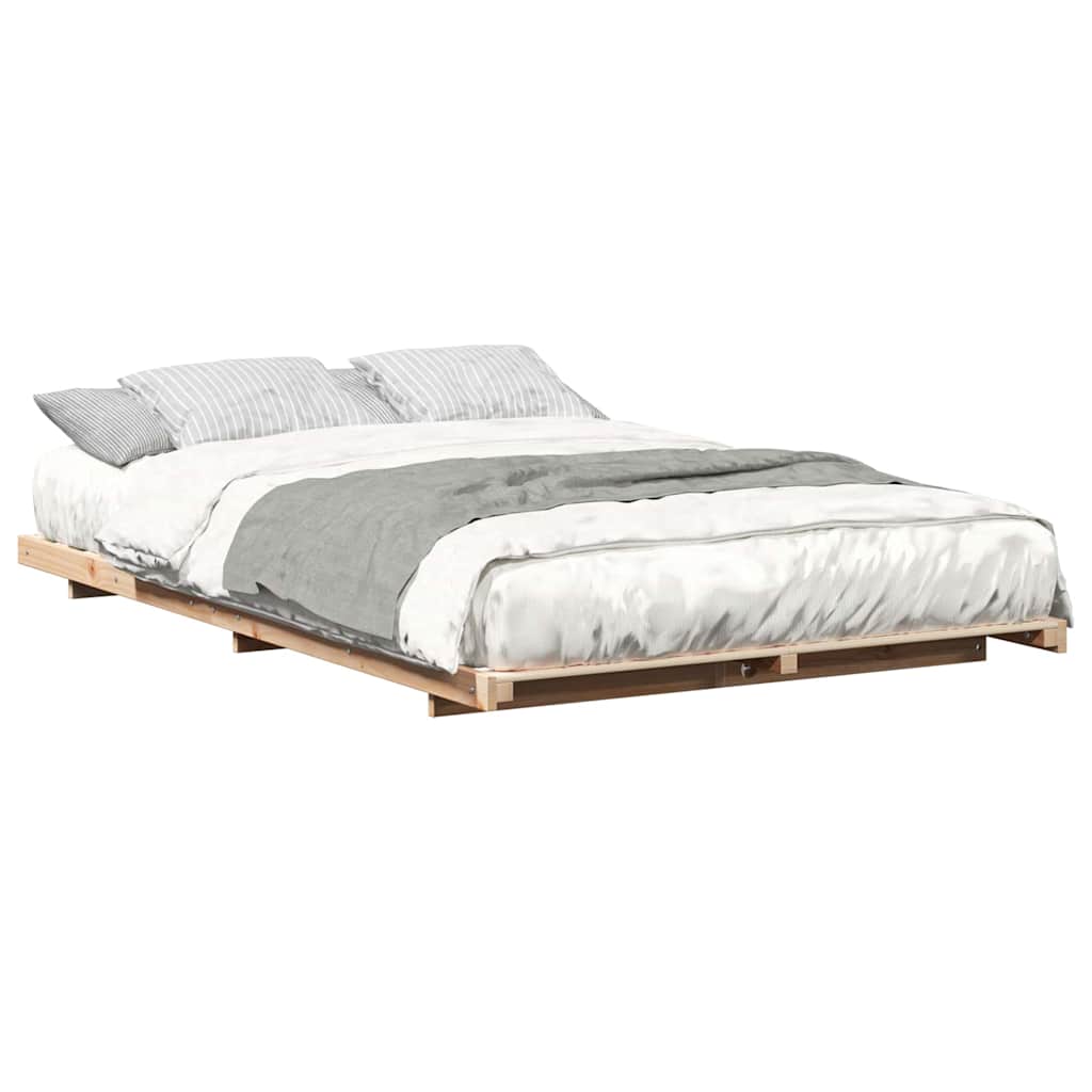 Bodenbettgestell Braun 140 x 190 cm Massivholz Kiefer