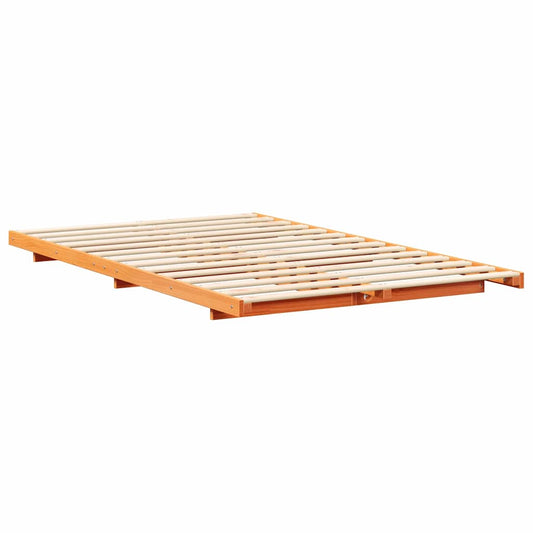 Bodenbettgestell Wachsbraun 140 x 190 cm Massivholz Kiefer