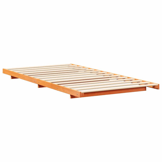 Bodenbettgestell Wachsbraun 75 x 190 cm Massivholz Kiefer