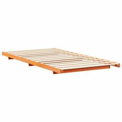 Bodenbettgestell Wachsbraun 100 x 210 cm Massivholz Kiefer
