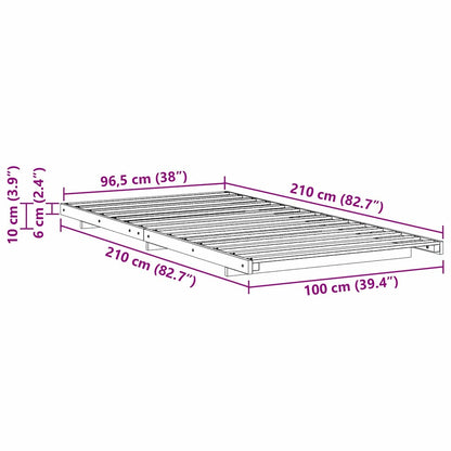 Bodenbettgestell Wachsbraun 100 x 210 cm Massivholz Kiefer