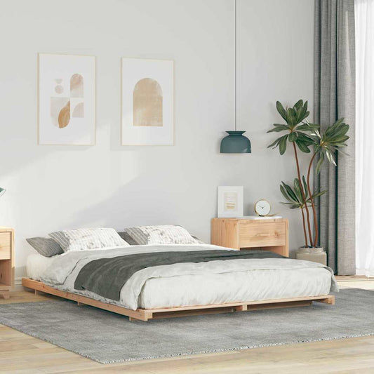 Bodenbettgestell Braun 140 x 210 cm Massivholz Kiefer