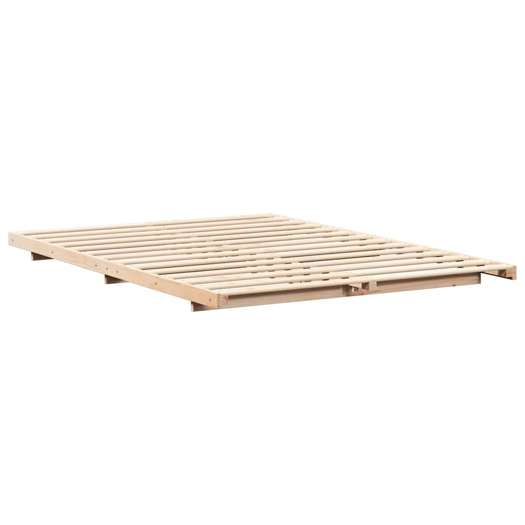 Bodenbettgestell Braun 140 x 210 cm Massivholz Kiefer