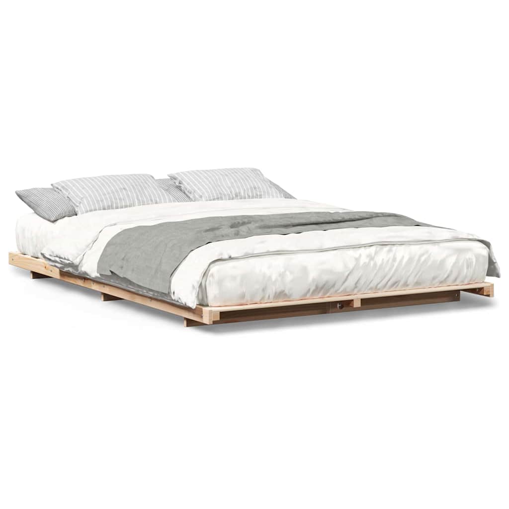 Bodenbettgestell Braun 140 x 210 cm Massivholz Kiefer