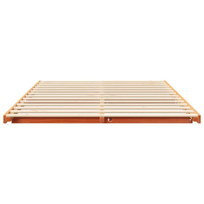 Bodenbettgestell Wachsbraun 140 x 210 cm Massivholz Kiefer