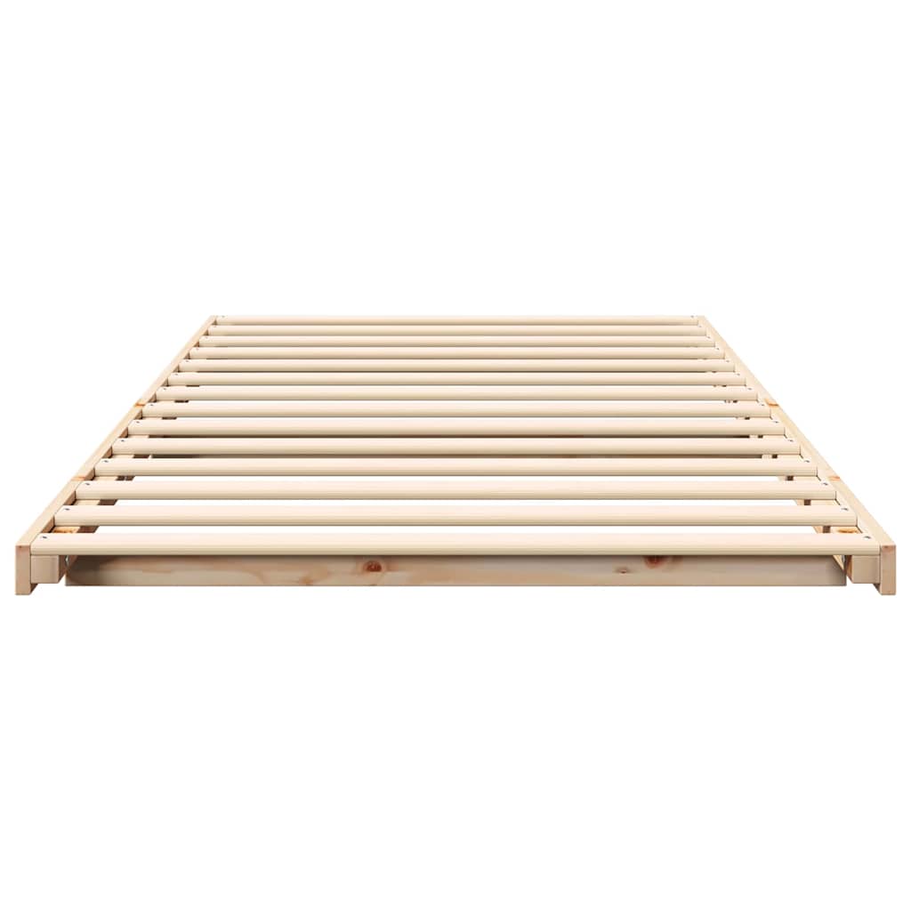Bodenbettgestell Braun 90 x 220 cm Massivholz Kiefer