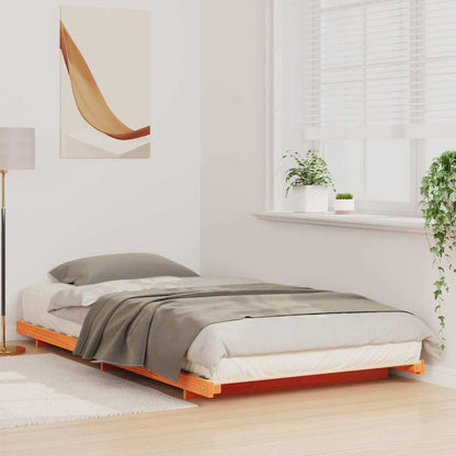 Bodenbettgestell Wachsbraun 100 x 220 cm Massivholz Kiefer