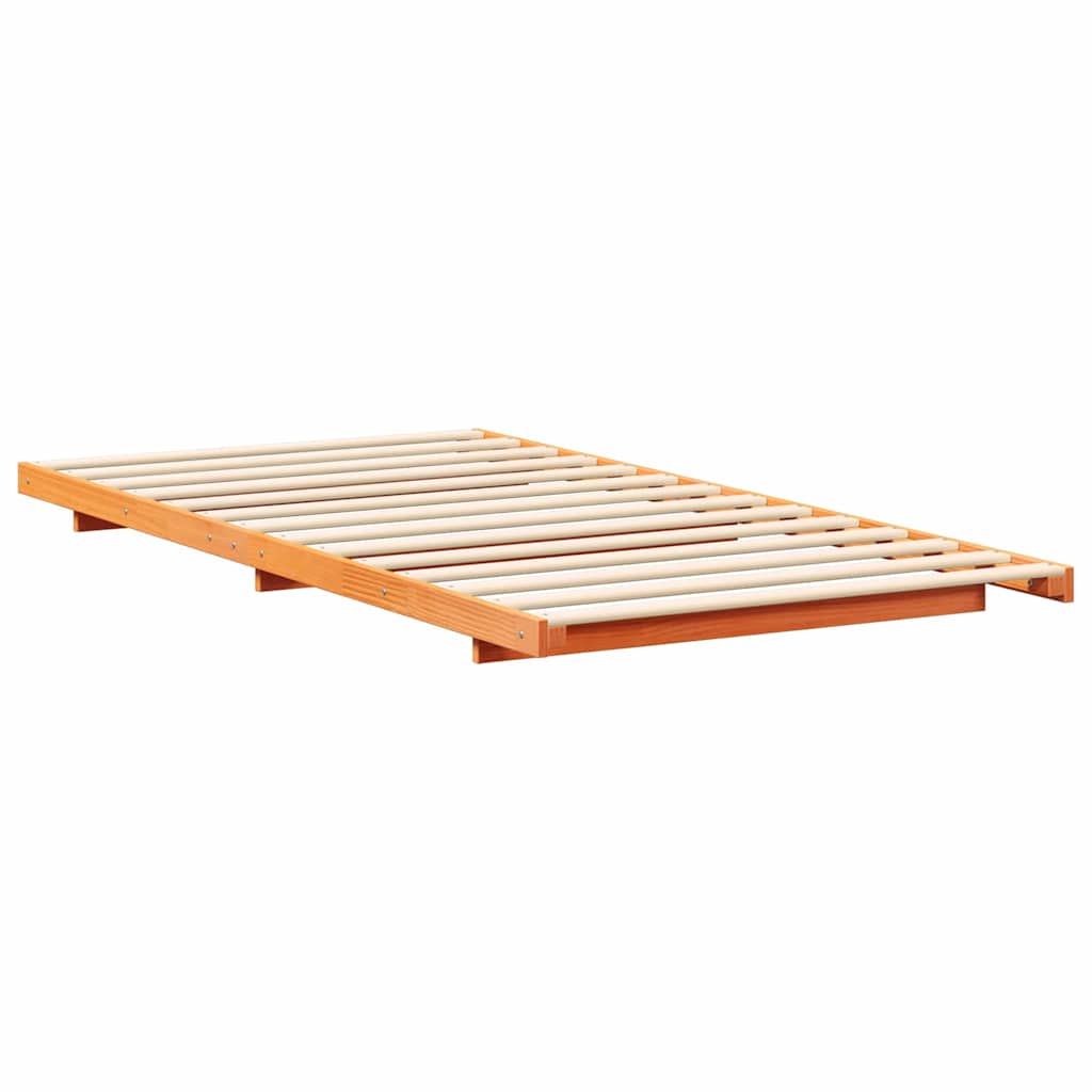 Bodenbettgestell Wachsbraun 100 x 220 cm Massivholz Kiefer