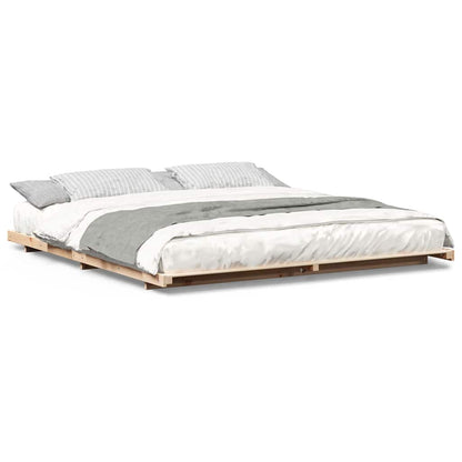 Bodenbettgestell Braun 200 x 220 cm Massivholz Kiefer