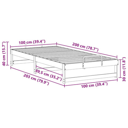 Bettrahmen Braun 100 x 200 cm Massives Kiefernholz