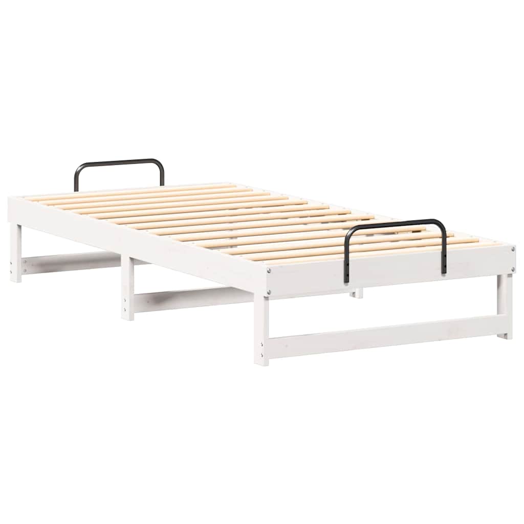Bettrahmen Weiß 75 x 190 cm Massives Kiefernholz